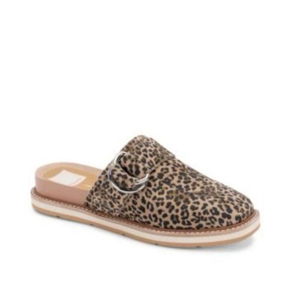 DOLCE VITA Women's Leopard Crochet Verna Wedge Slip On Leather Mules Size 8 NWOB - Picture 2 of 10